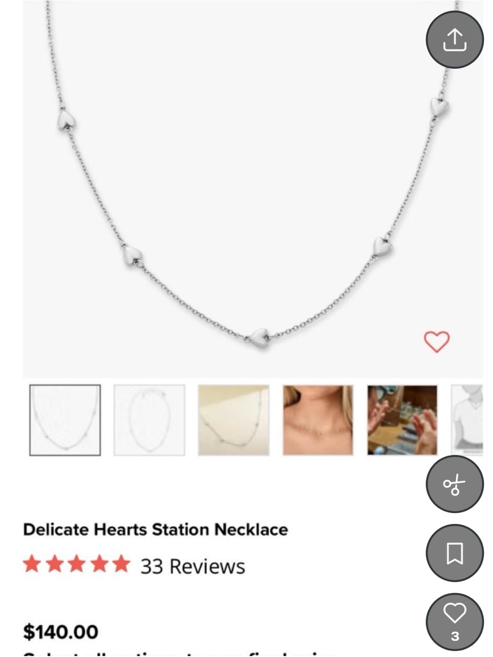 James Avery Silver Heart Station Necklace
